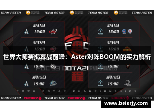 世界大师赛揭幕战前瞻：Aster对阵BOOM的实力解析